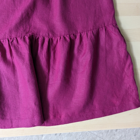 Chico's Magenta Pink Ruffle Sleeve Linen Roll Midi Dress - Picture 13 of 15